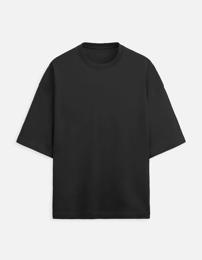 Terry Cotton Black Oversized Tee